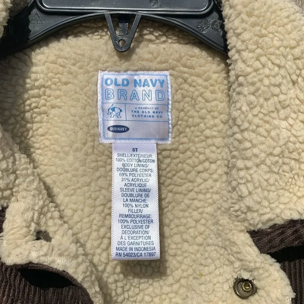 Take 50% OFF-Old Navy BoyBrown and Cream Jean Jacket with Sherpa Lining, Size-5T